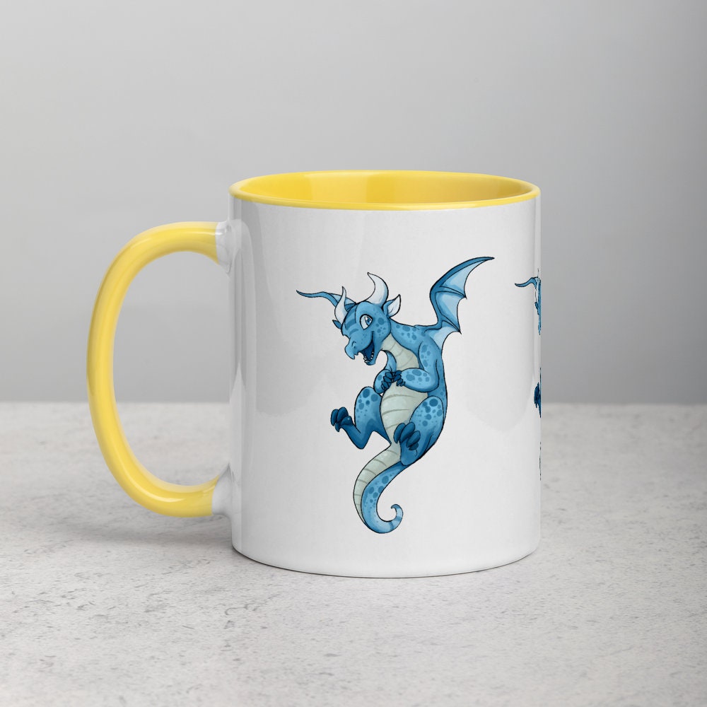 Dragon Mug Colourful Dragon Reading Cup Cog Coffee Cup | Etsy