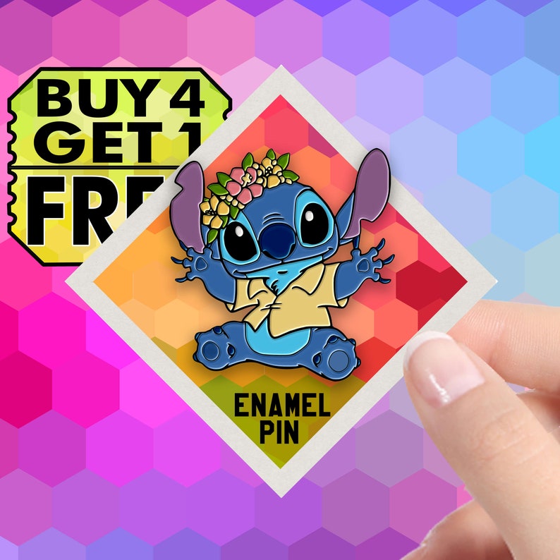 Hawaii Stitch Enamel Pin Alien Anime Enamel Pins Jacket Pins | Etsy