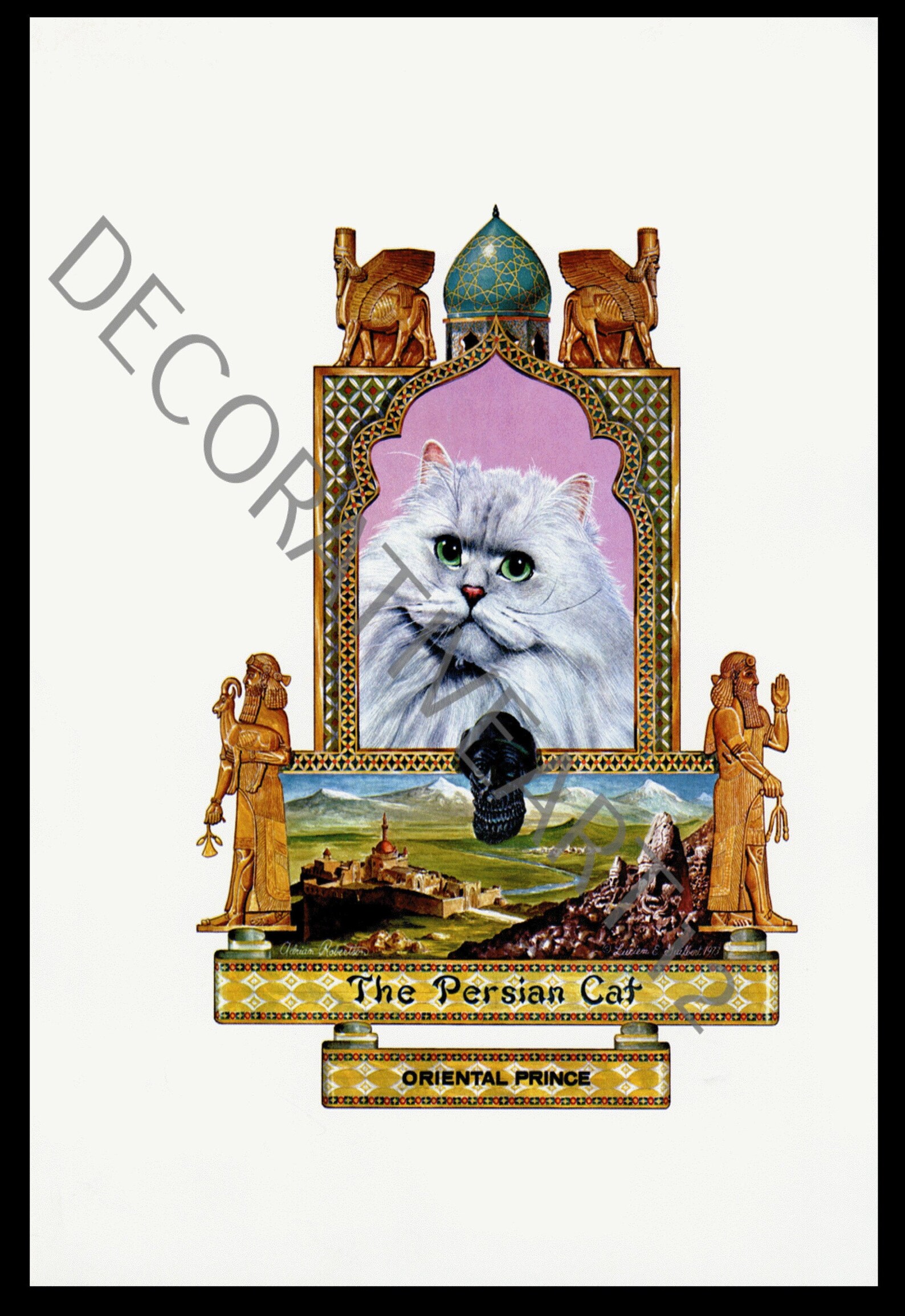 Vintage HERALDRY Coat of Arms Persian Cat 2 Color Lithograph Etsy