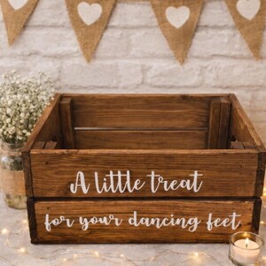 Rustic Wedding Flip Flop Crate | Dark Oak Wooden Basket for Dancing Feet image 2