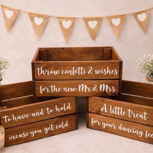 Rustic Wedding Flip Flop Crate | Dark Oak Wooden Basket for Dancing Feet image 3