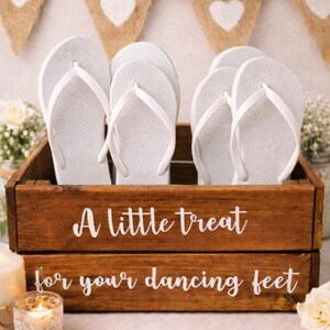 Rustic Wedding Flip Flop Crate | Dark Oak Wooden Basket for Dancing Feet image 1