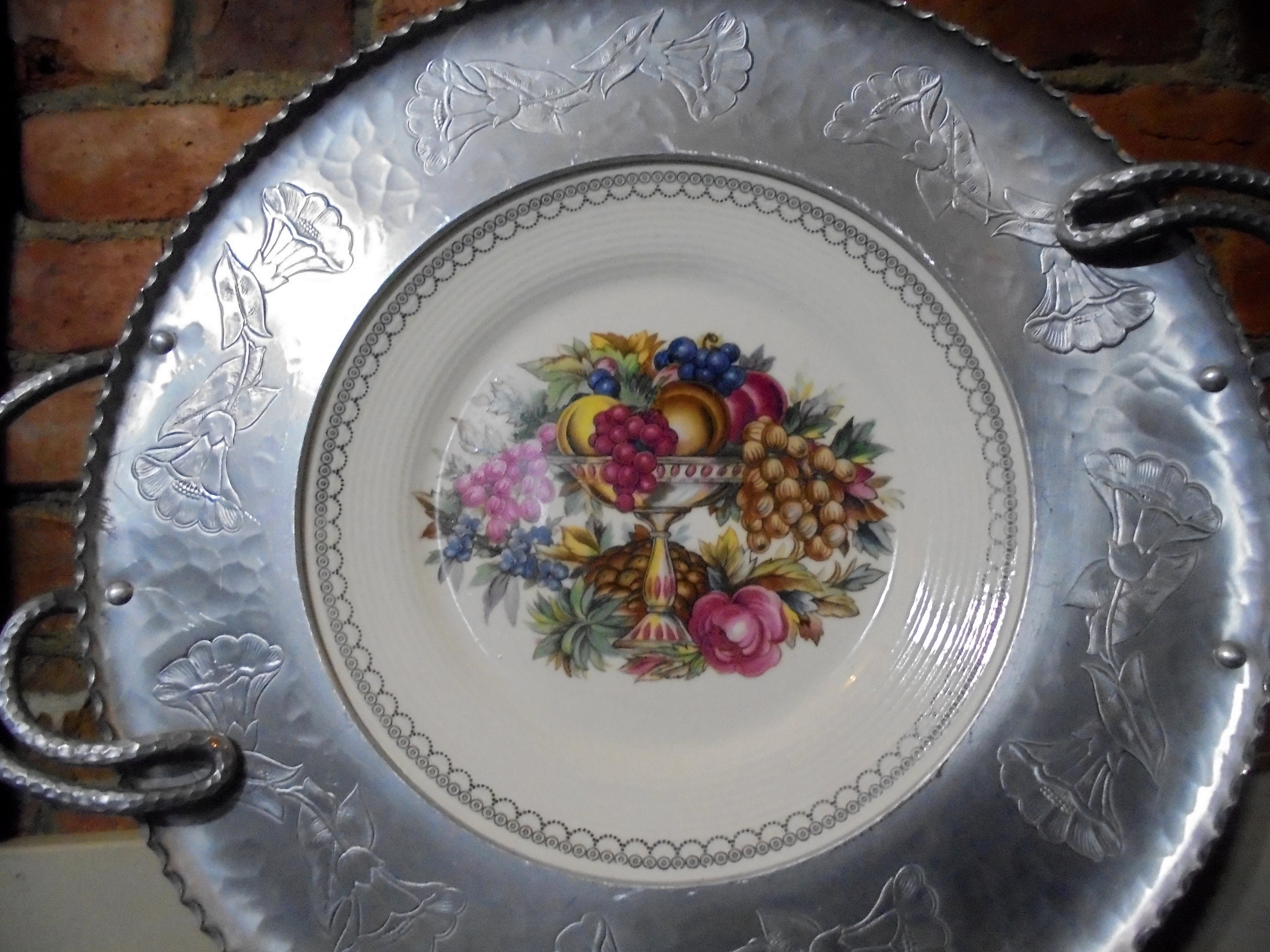 Wrought Farberware Aluminum Tray With China Insert Etsy Israel