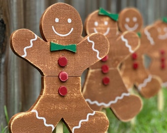 Gingerbread Boy and Girl Wood Yard Stakes, Christmas, Winter, Garden decoration, Gingerbread, Farmhouse Christmas