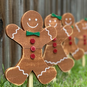 Gingerbread Boy and Girl Wood Yard Stakes, Christmas, Winter, Garden decoration, Gingerbread, Farmhouse Christmas