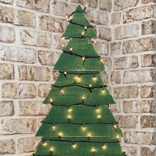 Wood Christmas Tree Farmhouse Christmas Tree Lights Holiday Etsy
