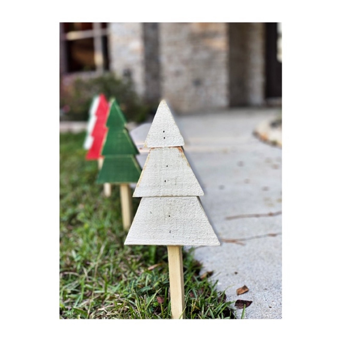 Rustic Wood Christmas Tree Yard Stakes Christmas Tree Yard Etsy