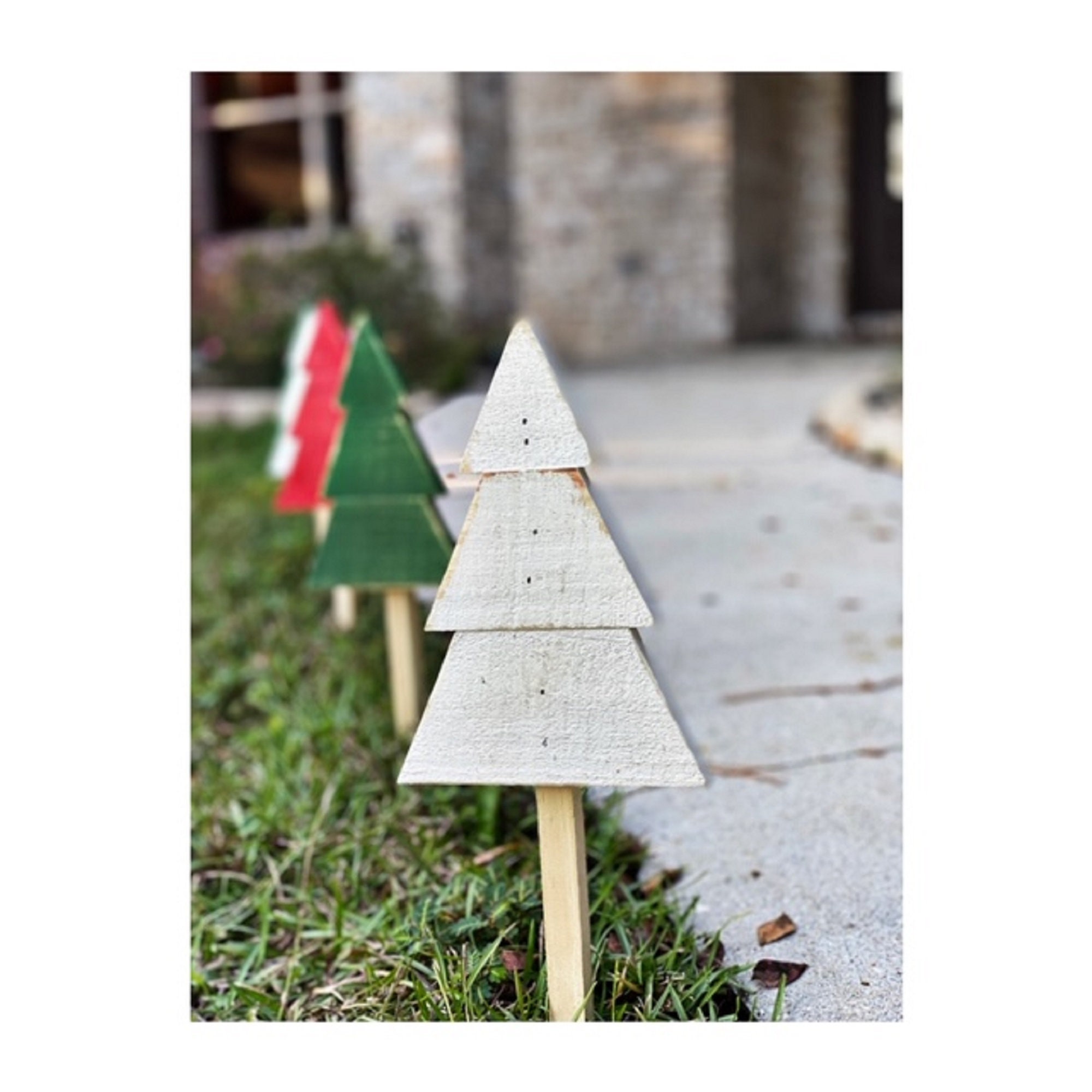 Rustic Wood Christmas Tree Yard Stakes Christmas Tree Yard Etsy