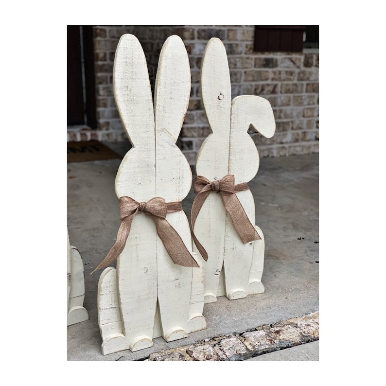 Farmhouse Wood Bunny Easter Bunny White Wood Easter Bunny Etsy