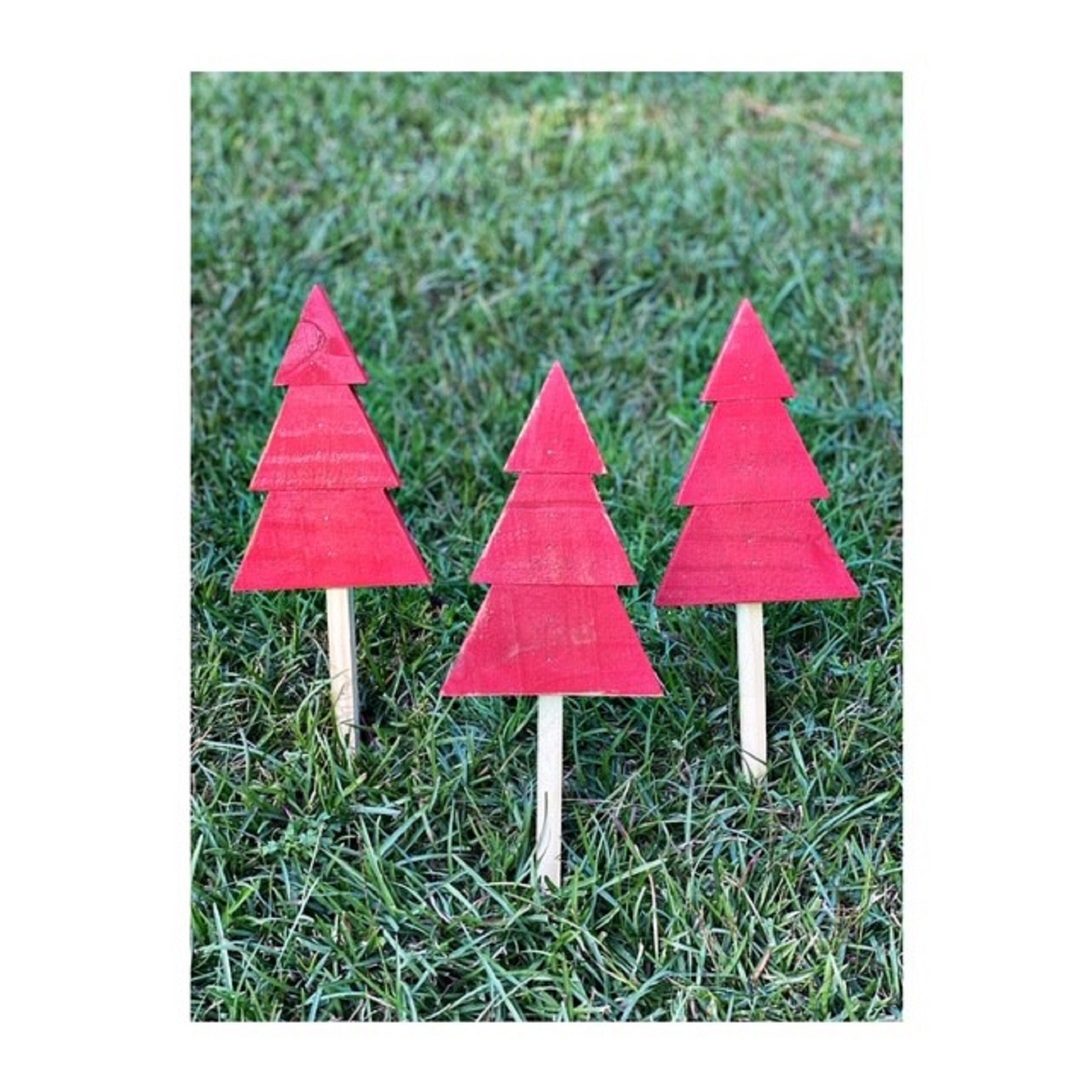 Rustic Wood Christmas Tree Yard Stakes Christmas Tree Yard Etsy