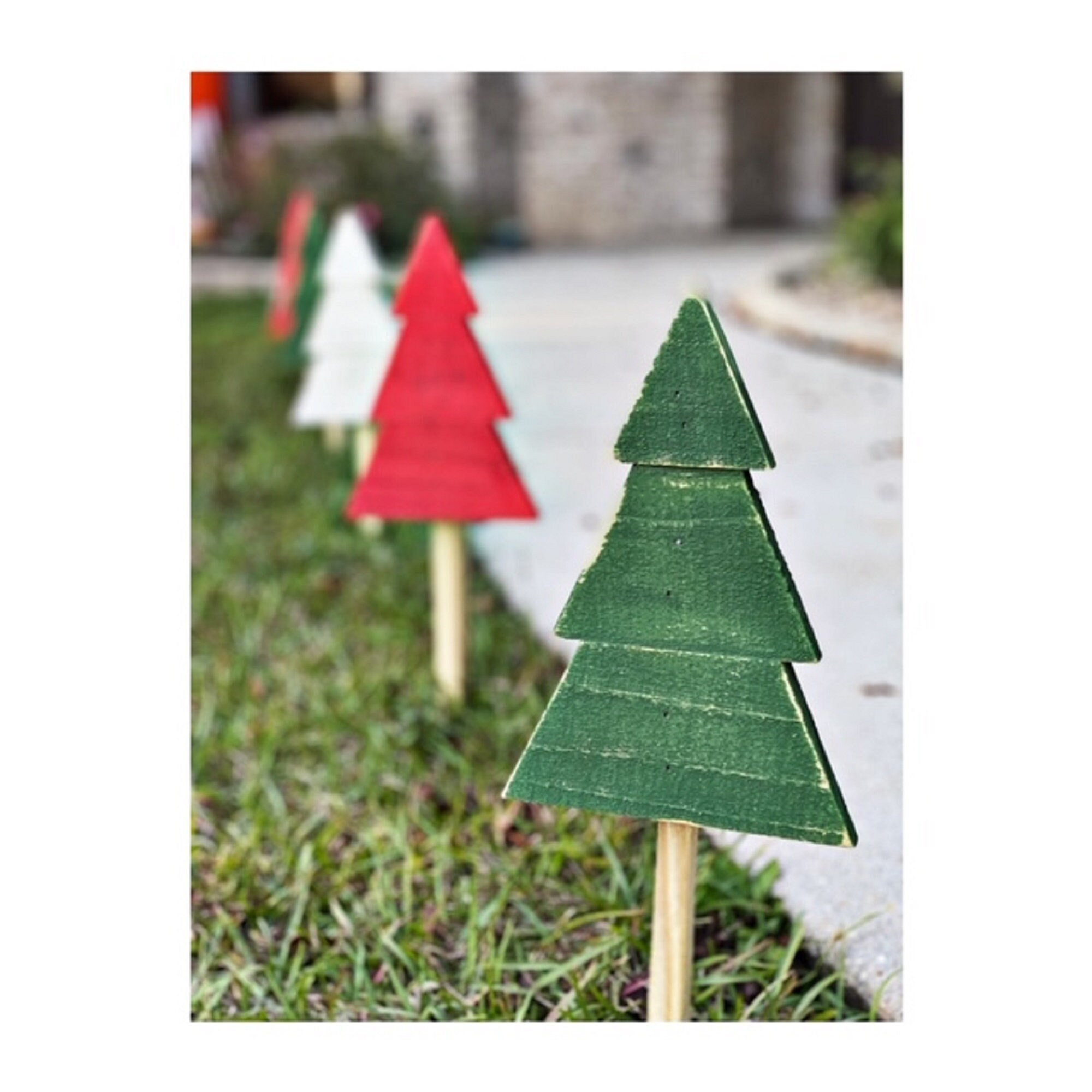 Rustic Wood Christmas Tree Yard Stakes Christmas Tree Yard Etsy