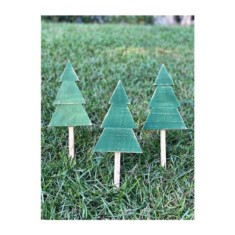 Rustic Wood Christmas Tree Yard Stakes Christmas Tree Yard Etsy