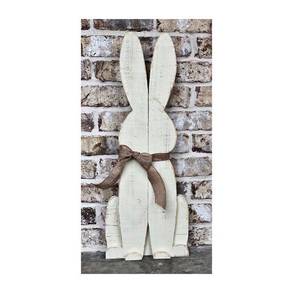 Farmhouse Wood Bunny, Easter Bunny, White Wood Easter Bunny, Wood Easter Bunny, Wood Bunny, Easter Bunny, Front Porch Bunny, Rustic Bunny