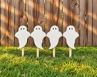 Wood Ghost Yard Stakes, Halloween Outdoor Decor