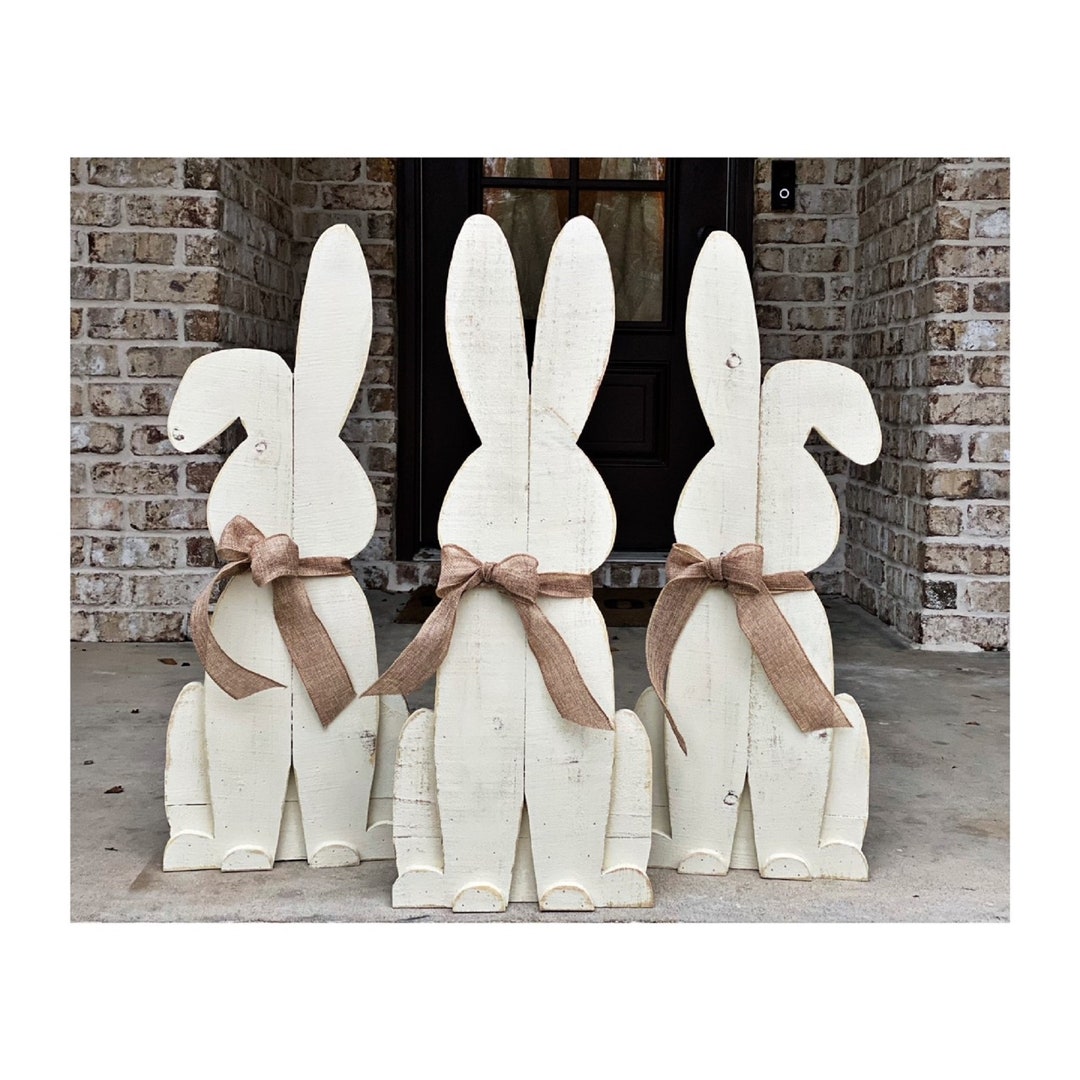 Farmhouse Wood Easter Bunny Set, Porch Decor, Easter Bunny, - Etsy