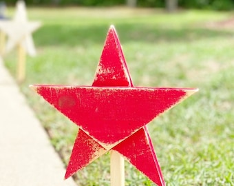 Patriotic Stars, Patriotic Wood Stars, Wood Stars, 4th of July Stars, Yard Art, Star wood stakes, 4th of July Yard Stakes,