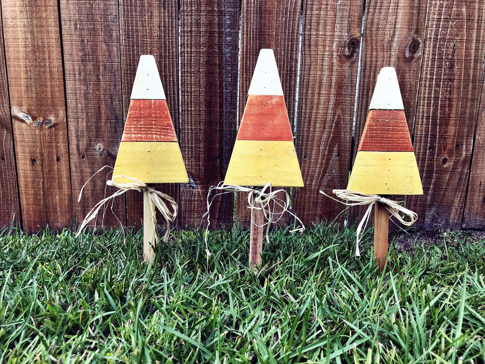 Rustic Candy Corn Yard Stakes Etsy