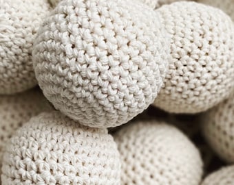 100% Cotton Dryer balls. Set of 3 or 6 Handmade, Vegan, eco friendly and biodegradable. Wool dryer ball alternative. Natural off white.