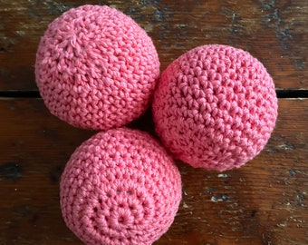 Set of 3 100% Cotton Dryer balls. Handmade, Vegan, eco friendly and biodegradable. Wool dryer ball alternative.