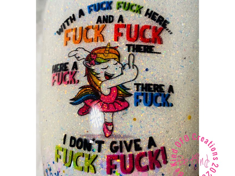 Fuck Fuck Here Unicorn Glitter Tumbler Middle Finger Dancing Unicorn Custom Tumbler