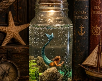 Handcrafted Mermaid In A Bottle - Under The Sea Fantasy Diorama