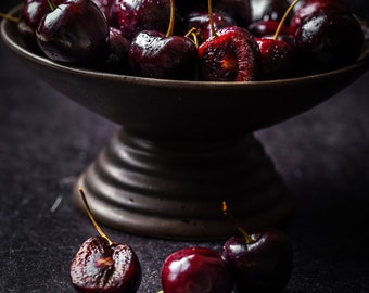 Food Photography Print, Fruit Still Life Print, Food Fine Art Photograph, Still Life Print, Cherries Photography Print, Cafe Art