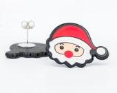 Santa Claus Head Shaped Earrings for Pierced Ears- Old St. Nick- Kris Kringle- Pelznickel- Christmas Seasonal Stud Jewelry Earring