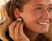 Santa Claus Head Shaped Earrings for Pierced Ears- Old St. Nick- Kris Kringle- Pelznickel- Christmas Seasonal Stud Jewelry Earring