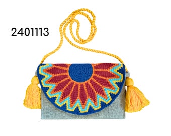 Envelope Shoulder Purse with Flap | Wayuu Burlap | Crossbody Bag | Women’s Bohemian | Handmade in Colombia |