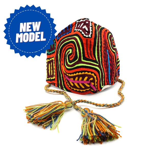 Face Mask with Nose Wire | 100% Mola | Textile Art from the Kuna Tribe | Adjustable Face Mask | Embroidered Mask | Handmade in Colombia