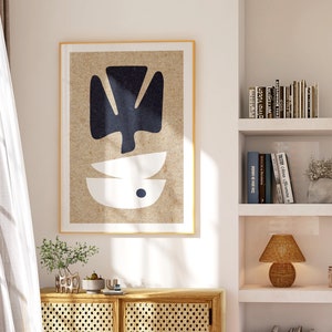 Minimalist Wall Art, Digital Download, Boho, Japandi, Abstract Wall Art, Pottery, Picture, bowl, bird, mid-century modern, blue, organic