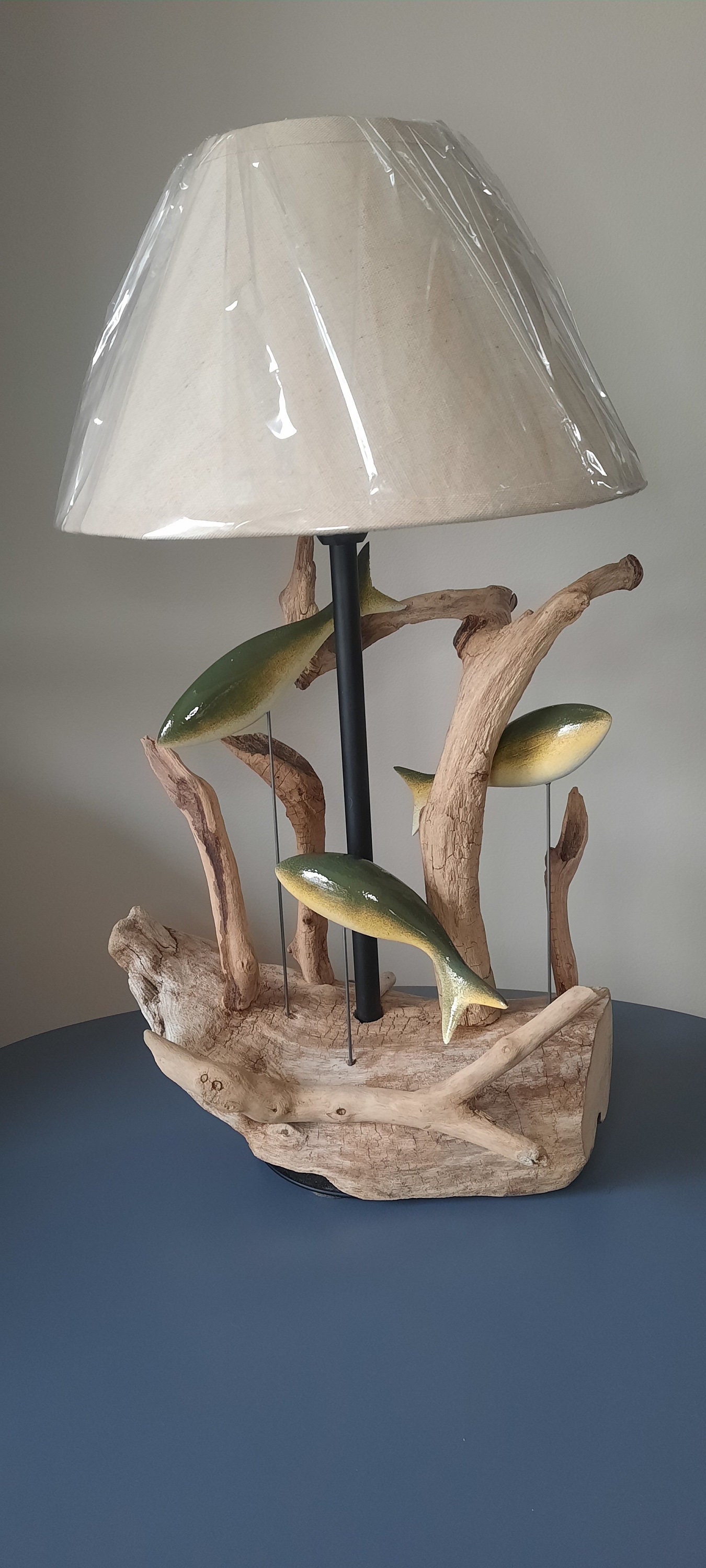 Lampe Poissons et Bois Flotté