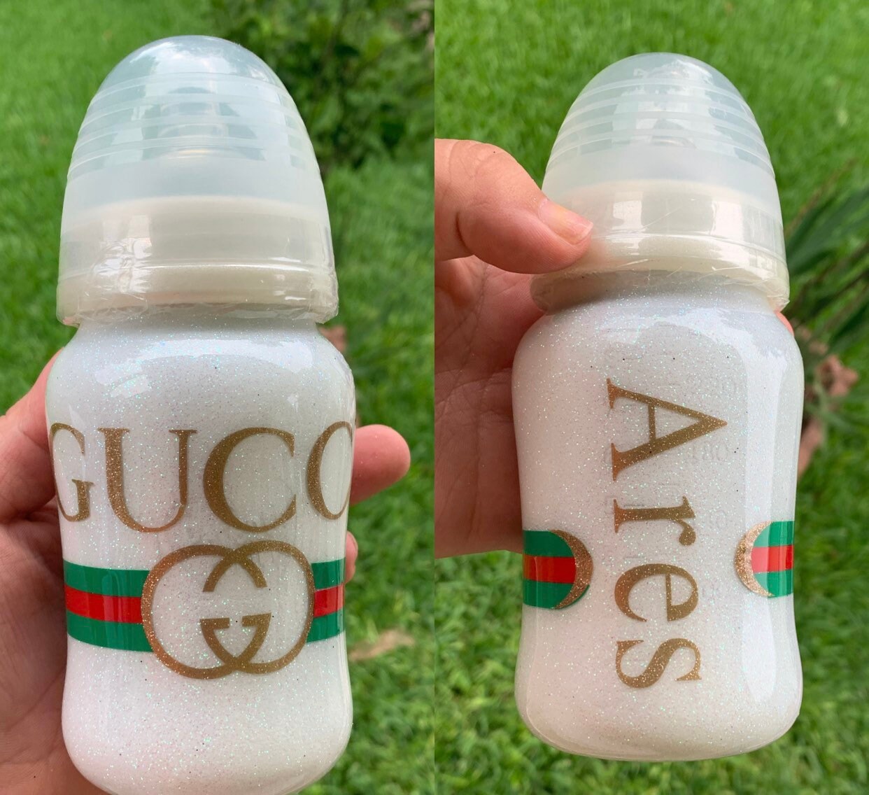 Custom glitter baby bottle personalized baby bottle Gucci Etsy
