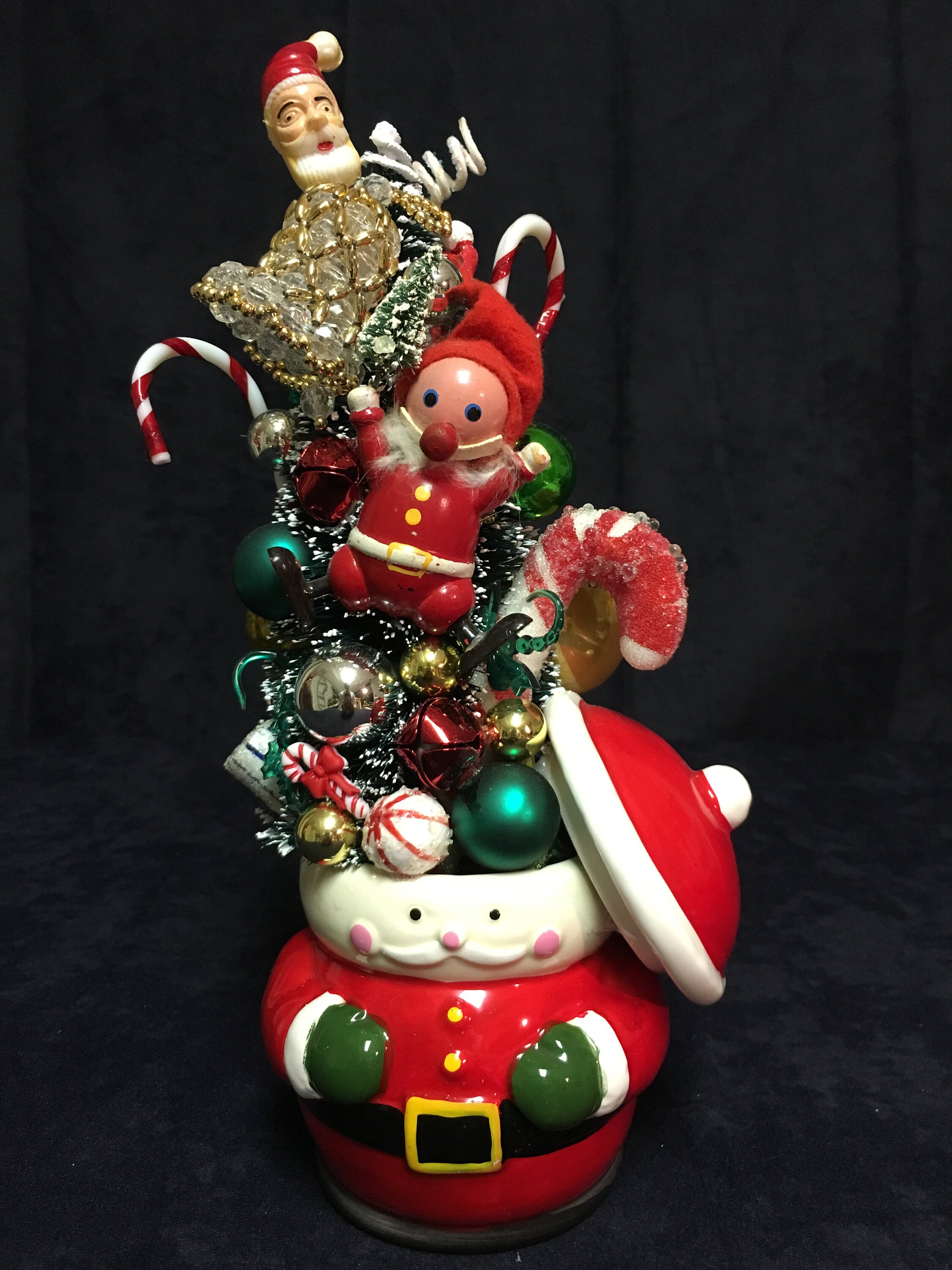 Santa Candy Dish Christmas Tree with Lid Etsy