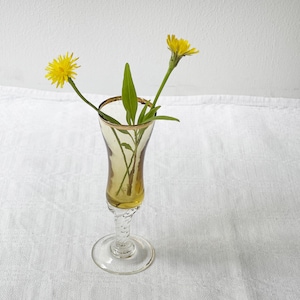 Frans amber likeurglas: vintage art-deco glaswerk met gouden rand
