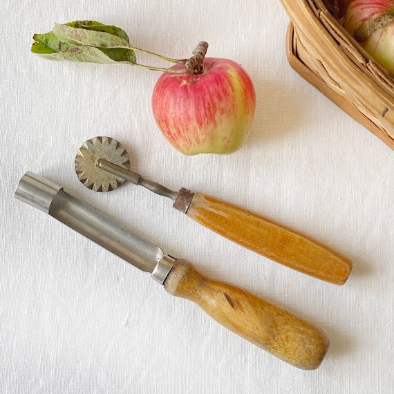 Vintage Wooden Handle Core Seed Remover And Pastry Cutter Etsy