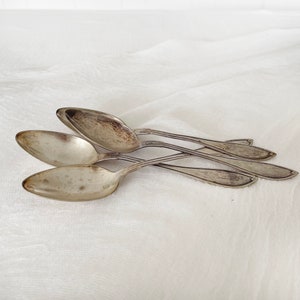Swedish Dessert Spoons – Silver Plated Flatware Set of 4 – 1920s Cutlery