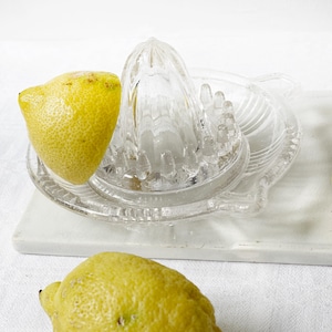 Vintage French produced Glass Citrus Juicer | 1950 Handheld Lemon & Orange Press | Midcentury Kitchen Tool | Retro Barware | Farmhouse Decor