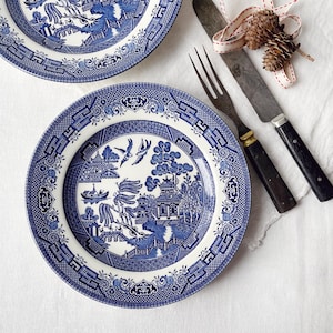 Lunchtallrikar, set om två, W.R. Midwinter “Willow”, stengods, porslin från 1950-talet
