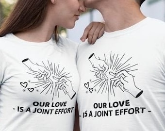 T-shirt Our Love Is A Joint Effort: grappig shirt voor Valentijnsdag