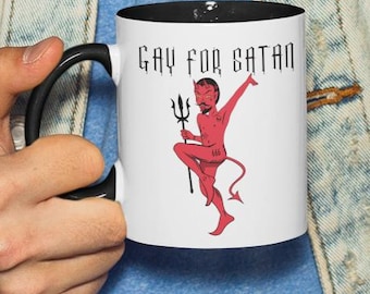 Gay For Satan-mok: grappige LGBTQ+ duivel-koffiemok