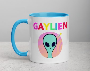 Gaylien Mug: Funny Alien Gift with Color Inside