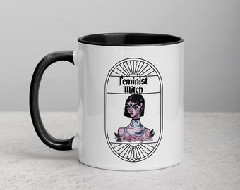 Kubek „Feminist Witch”: Kolorowy kubek do kawy, prezent dla wiedźmy