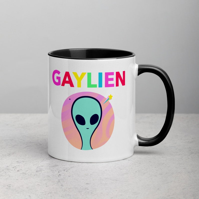 Gaylien Mug: Funny Alien Gift with Color Inside image 3