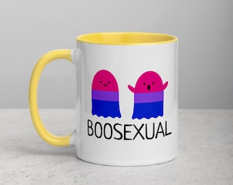 Booseksueel, mok met kleur erin, biseksuele mok, biseksueel cadeau, LGBTQ Pride, Ghost-mok, Gay Halloween, grappig homocadeau, Gay-mok, Halloweencadeau