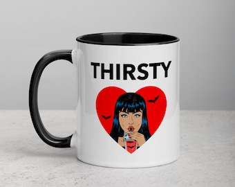 Vampire Mug with Color Inside: Funny Halloween Coffee Cup