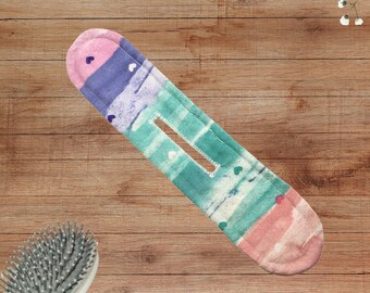 Pastel Stripes Heart Flannel Bun Maker - Fabric Hair Tool for Fine and Thin Hair, Updo Bun Holder, Heatless Curls Accessory