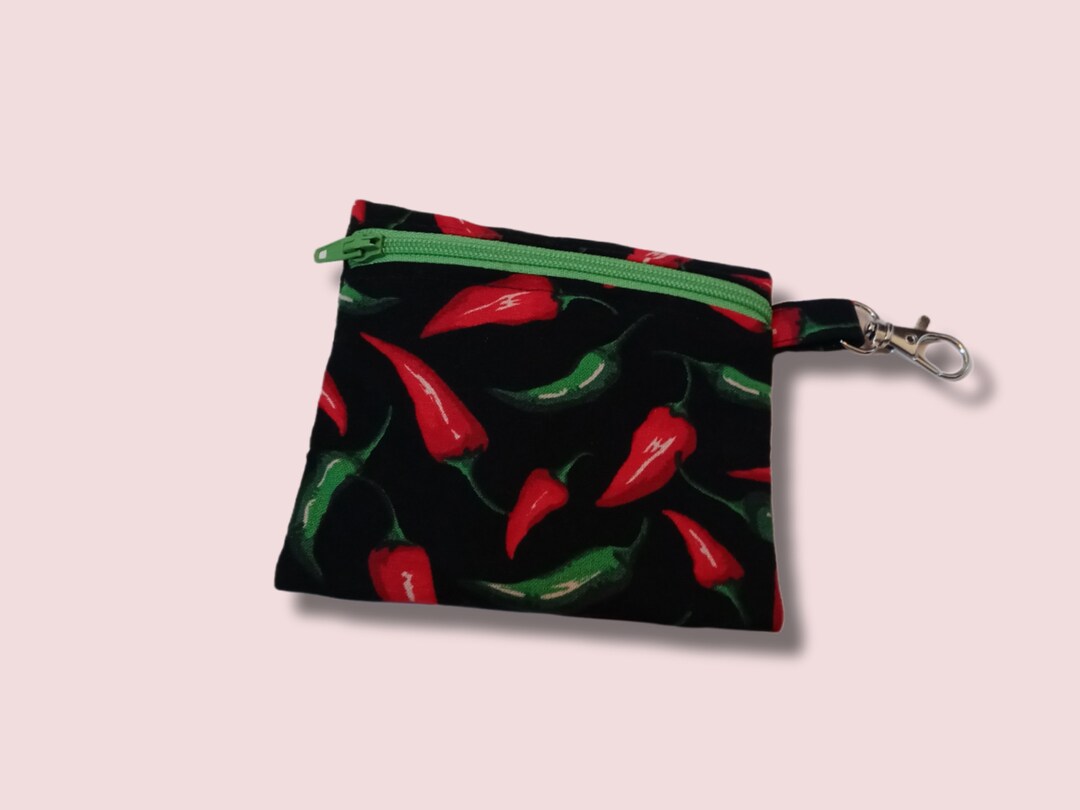 Chili Peppers Fabric Zippered Coin Purse With Swivel Clip Etsy