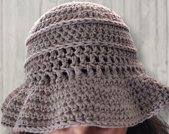 Cotton Bucket Hat, Mushroom Color Brown Spring and Summer Sun Hat for Women, Casual Packable Crushable Travel Accessory
