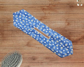 Daisies Blue Floral Bun Maker and Heatless Curler - 3 Sizes for All Hair Types